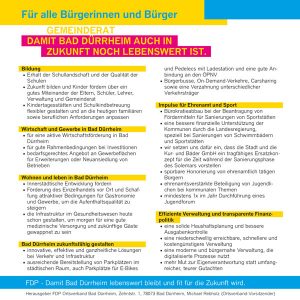 FDP Bad Dürrheim Wahlprogramm Kommunalwahl 2024, Gemeinderat